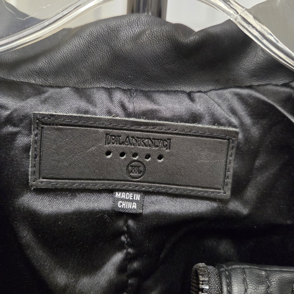 Blank NYC Black Leather Moto Jacket | Asymmetrical Zip Biker Jacket Edgy Street - Picture 4 of 7